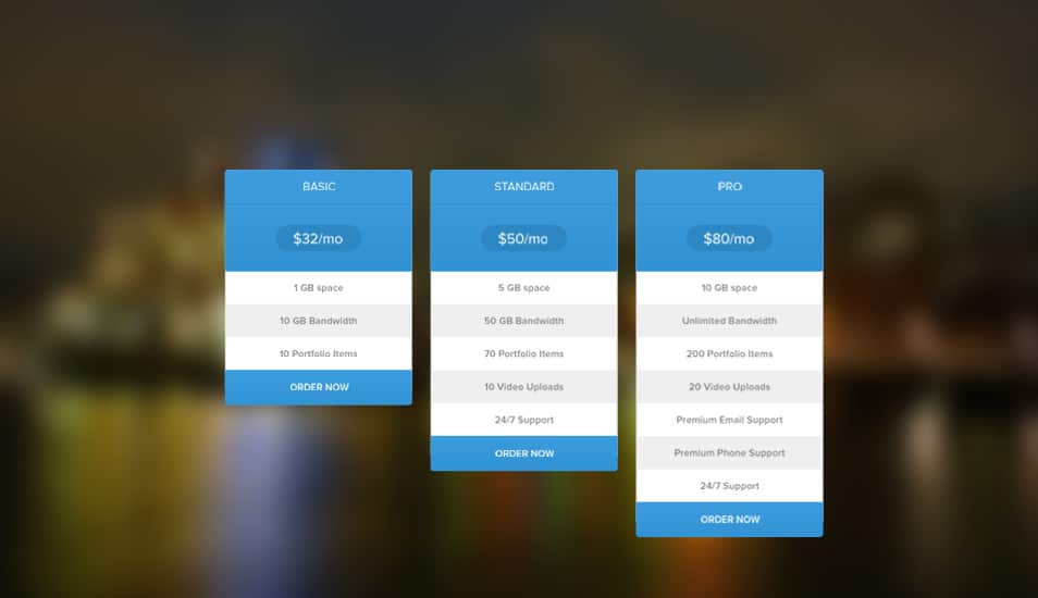 Pricing Table Free PSD Pricing Table Free PSD