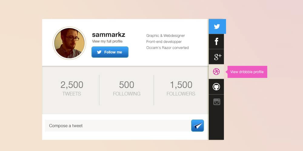 Collection of Latest Free UI Elements 122 Profile Card Interface
