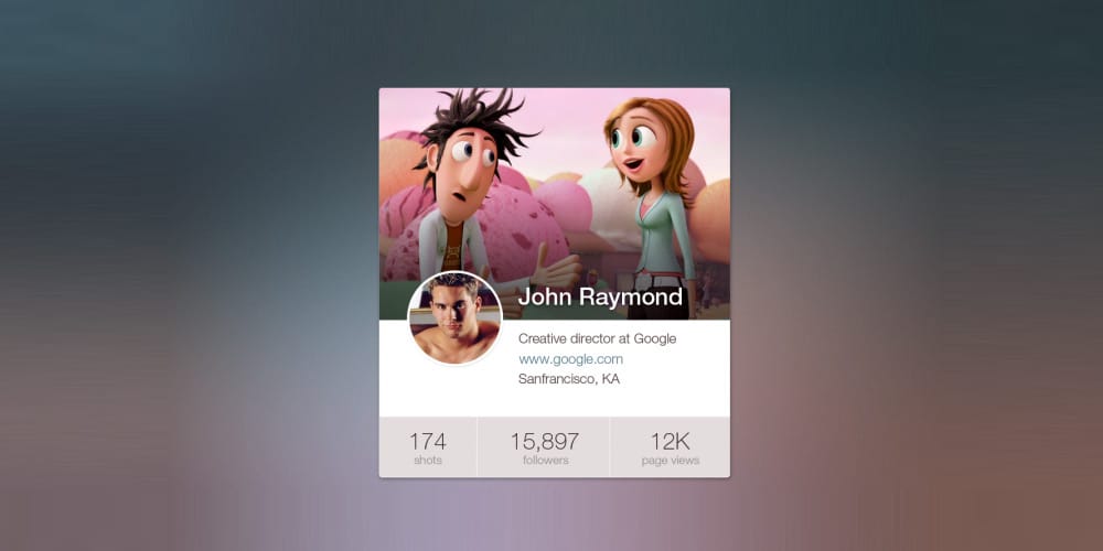 Collection of Latest Free UI Elements 118 Profile Card PSD