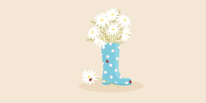 Rain Boot With Daisies