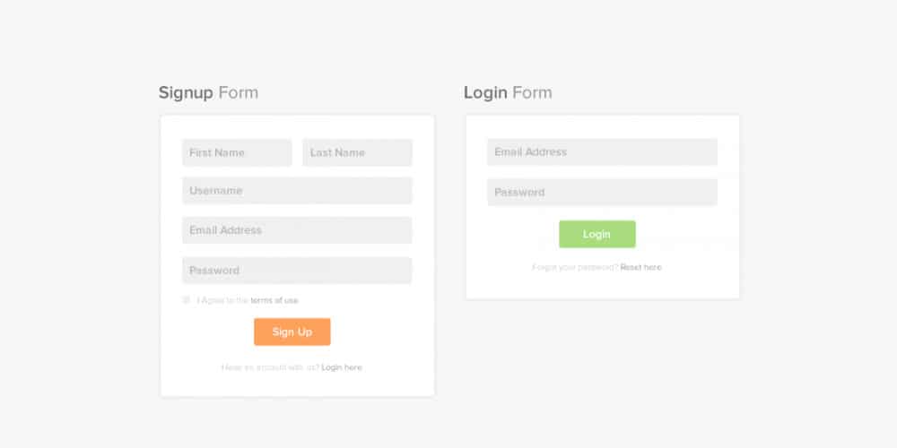 Collection of Latest Free UI Elements 45 Signup and Login Page PSD