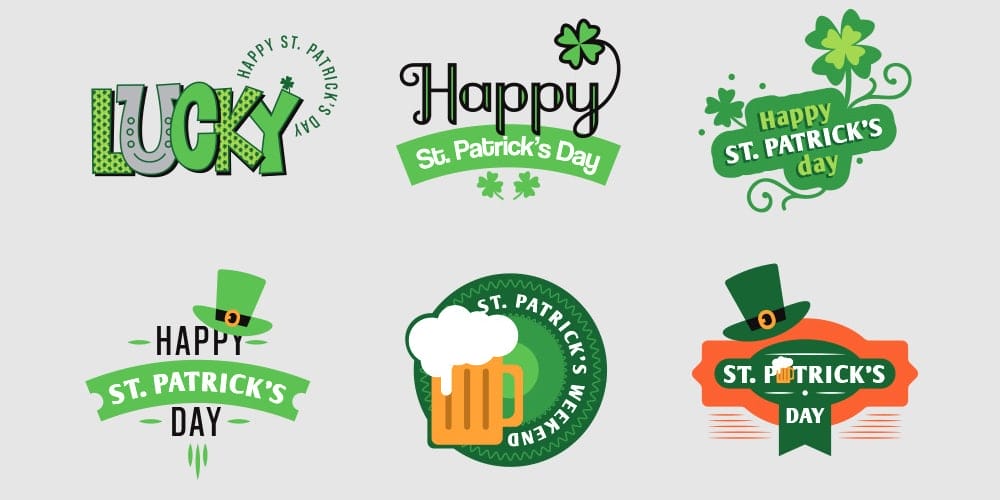 Collection of Latest Free UI Elements 7 St. Patrick Badges Set