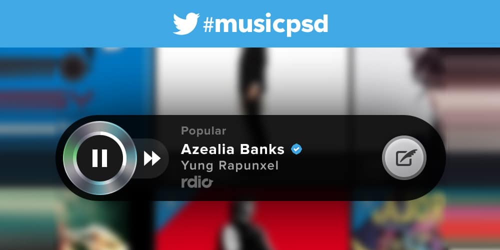 Collection of Latest Free UI Elements 78 Twitter Music Player PSD