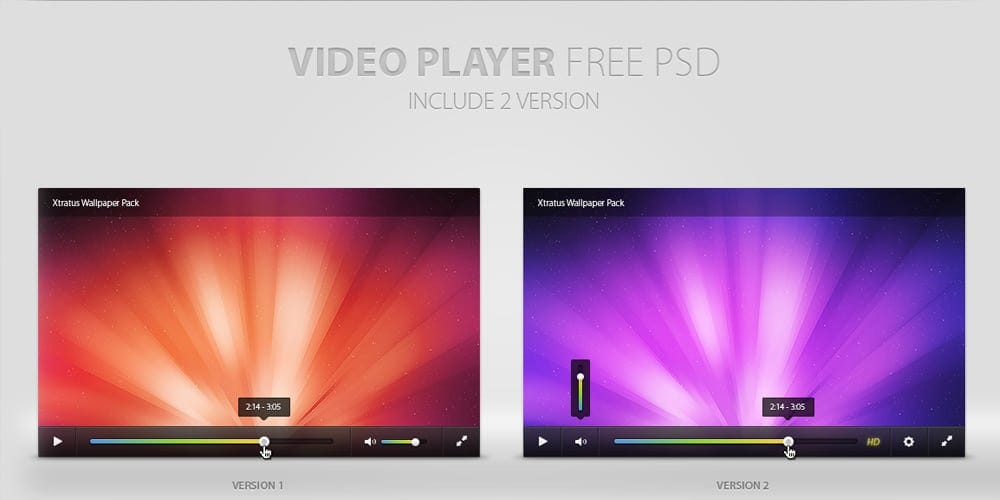Collection of Latest Free UI Elements 82 Video Player Free PSD
