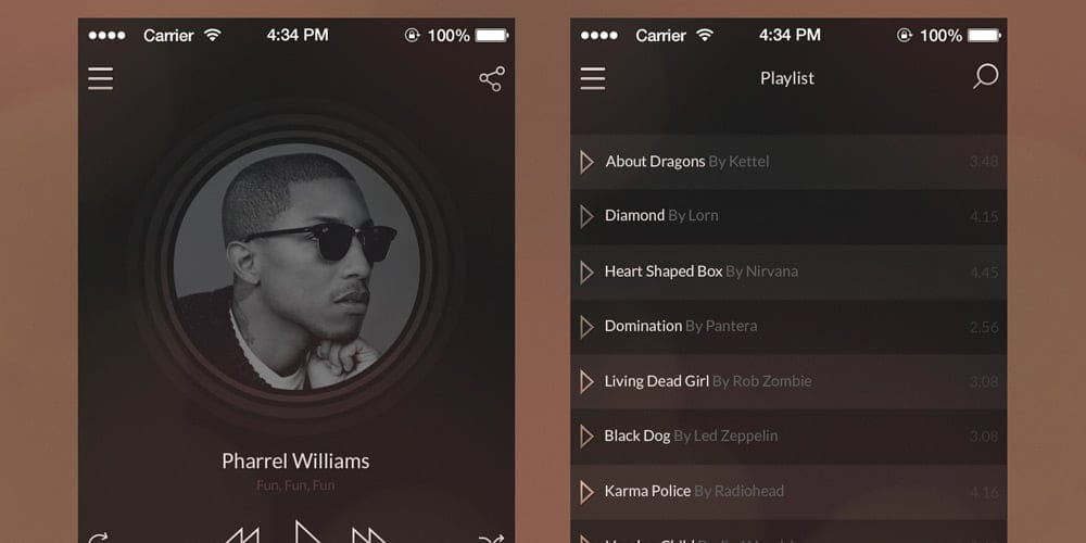 Collection of Latest Free UI Elements 69 iOS7 Vintage Music Player