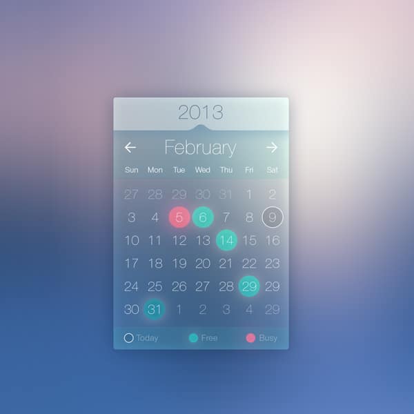 100 + Web Widget Designs PSD 61 Calendar-Widget