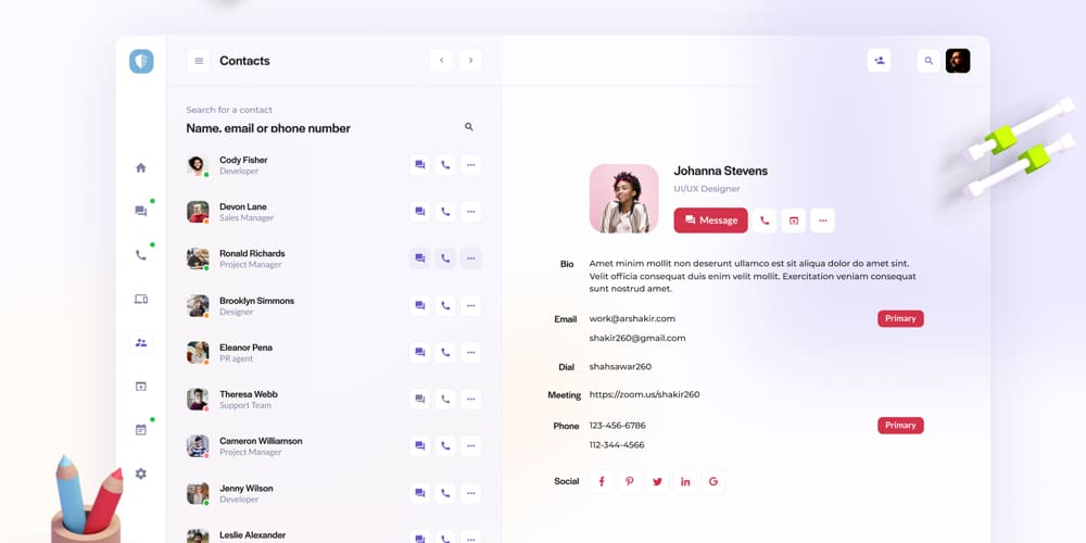 Free Dashboard UI Design PSD 274 Contact Management Dashboard UI