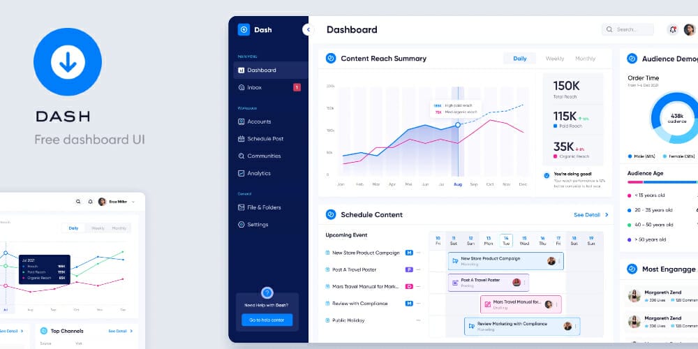 Free Dashboard UI Design PSD 252 Dash