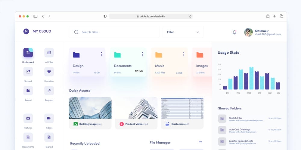 Free Dashboard UI Design PSD 257 Dashboard UI For Cloud File Storage
