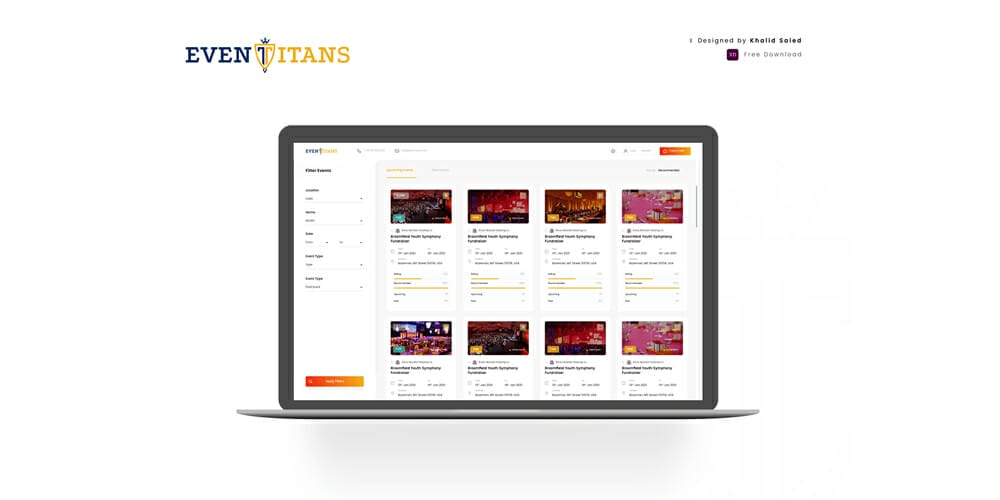 Free Dashboard UI Design PSD 176 Event Management Dashboard