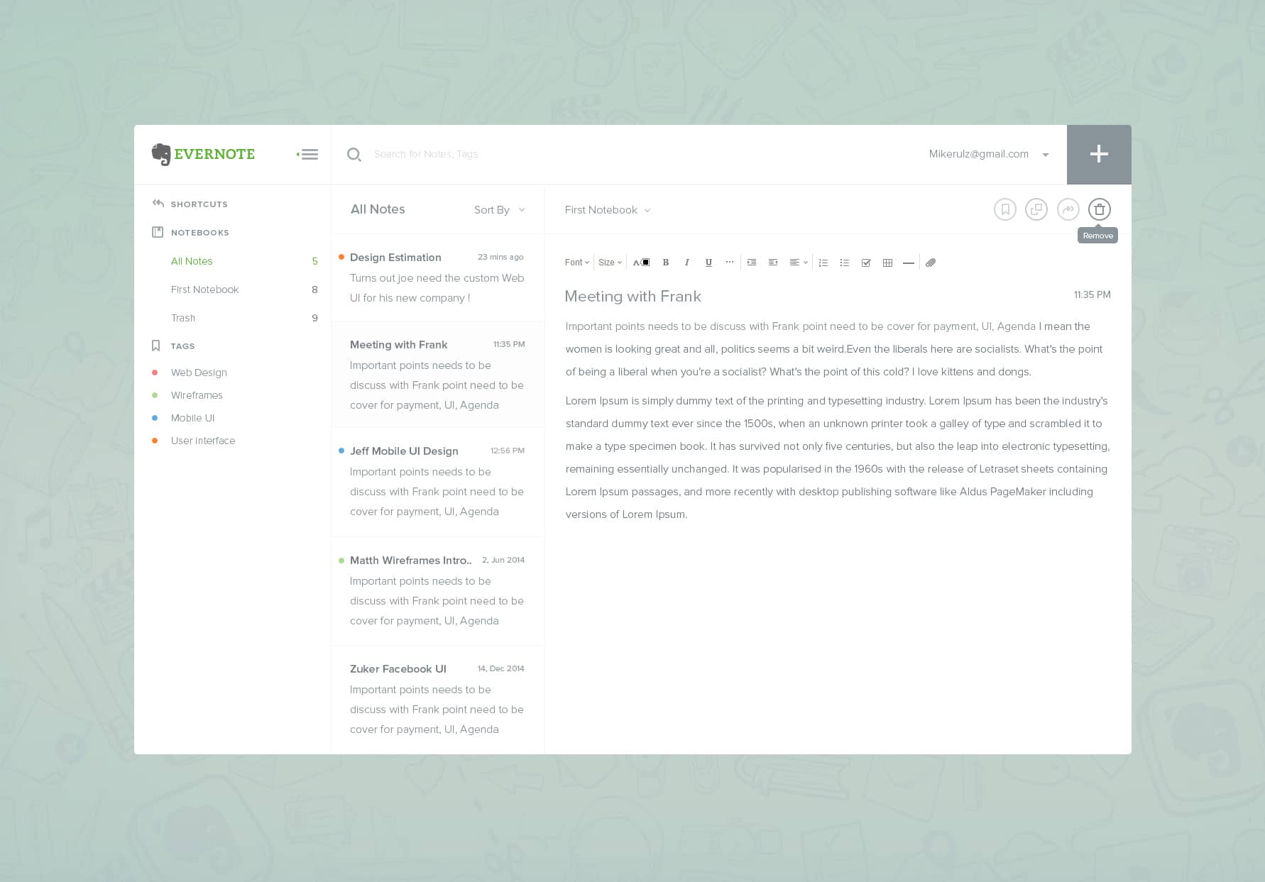 Evernote Dashboard PSD