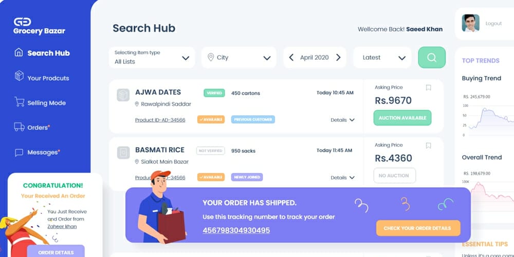 Grocery Bazar Dashboard Template