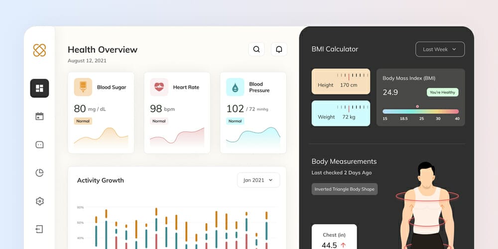 Free Dashboard UI Design PSD 249 Healthcare Dashboard