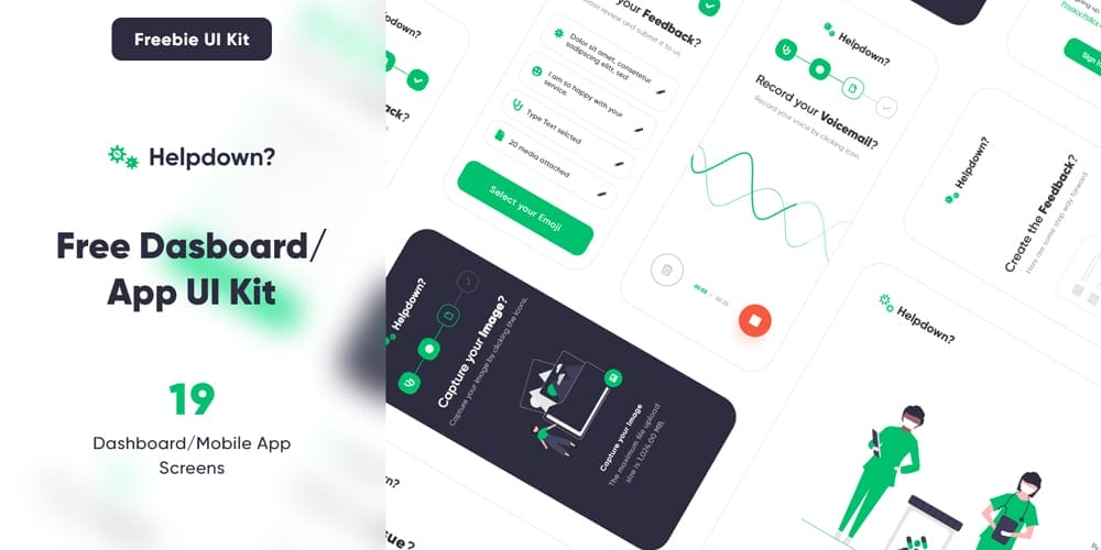 Free Dashboard UI Design PSD 182 HelpDown UI Kit