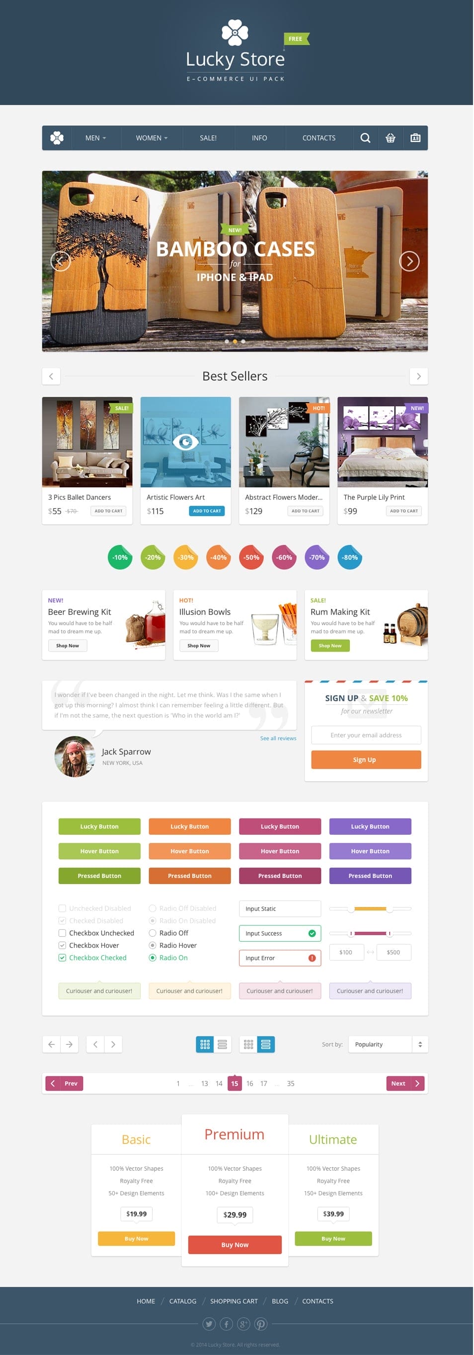 Latest Free Useful UI Elements PSD For E-commerce Websites 44 Lucky Store UI