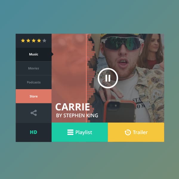 100 + Web Widget Designs PSD 45 Music Widget F