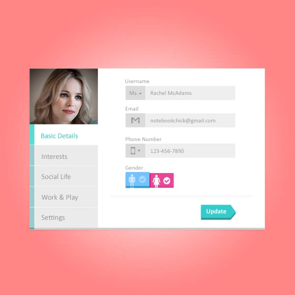 100 + Web Widget Designs PSD 21 Profile-Widget