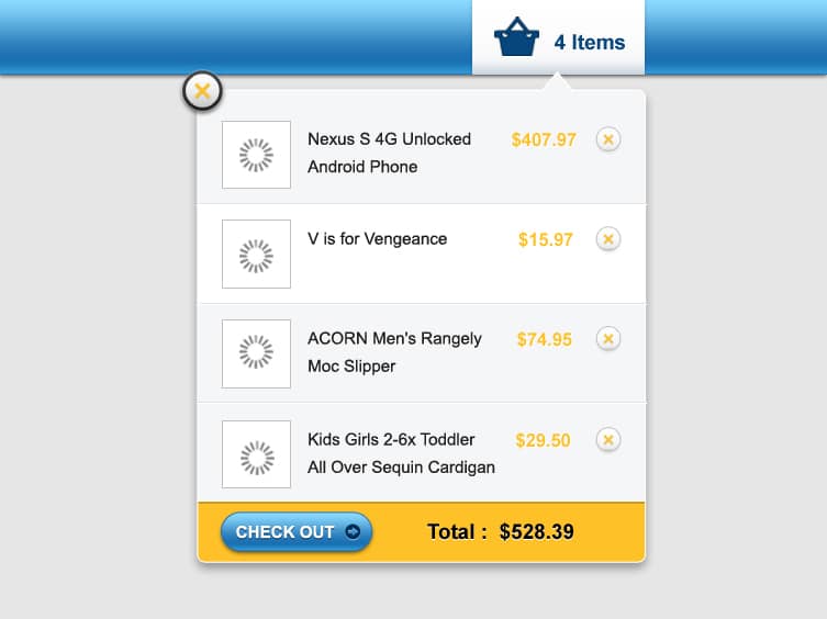 Latest Free Useful UI Elements PSD For E-commerce Websites 20 Shopping-Cart-Interface