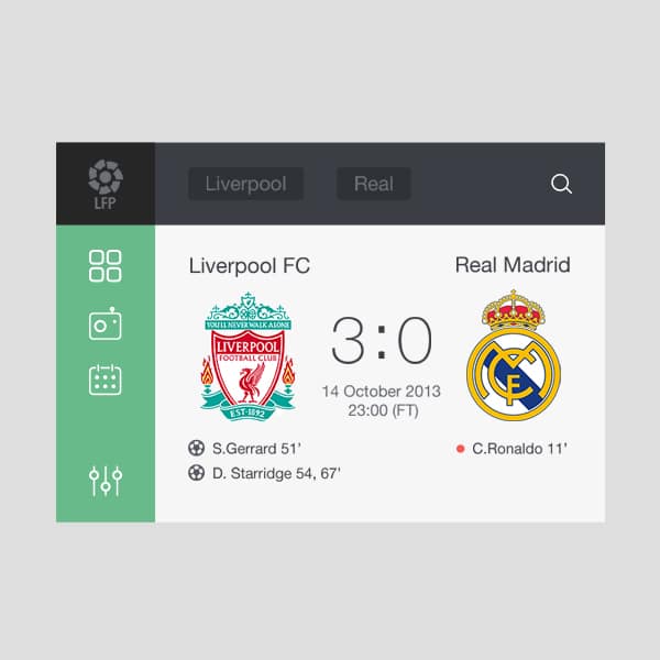 100 + Web Widget Designs PSD 83 Soccer Widget