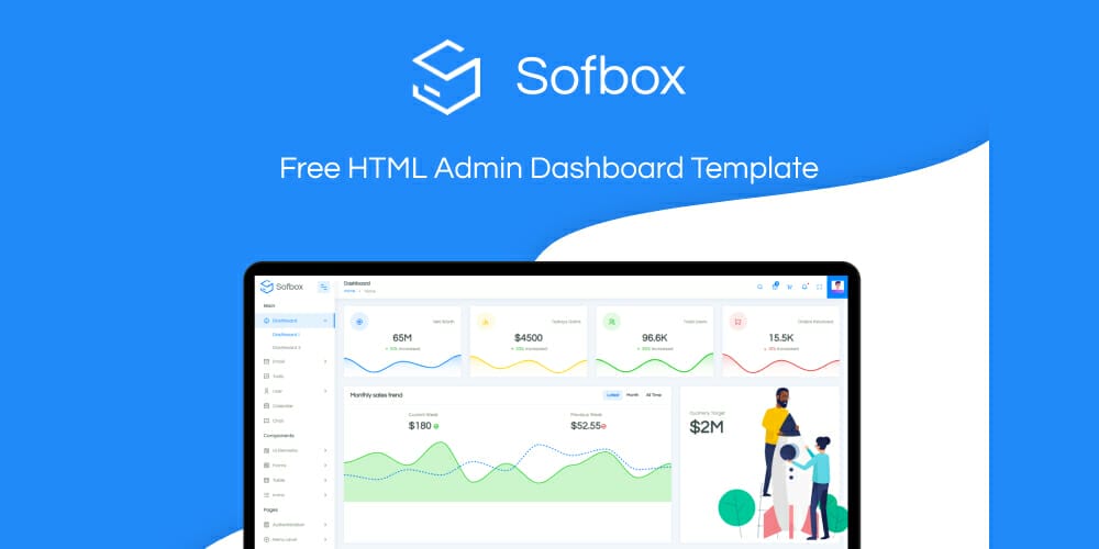 Free Dashboard UI Design PSD 132 Sofbox Admin Lite HTML Admin Dashboard Template