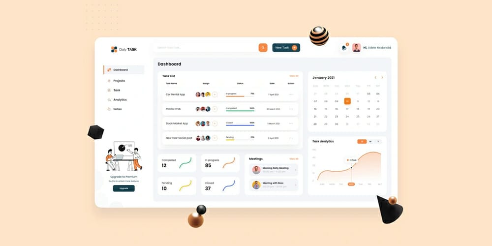 Task Management Dashboard Design