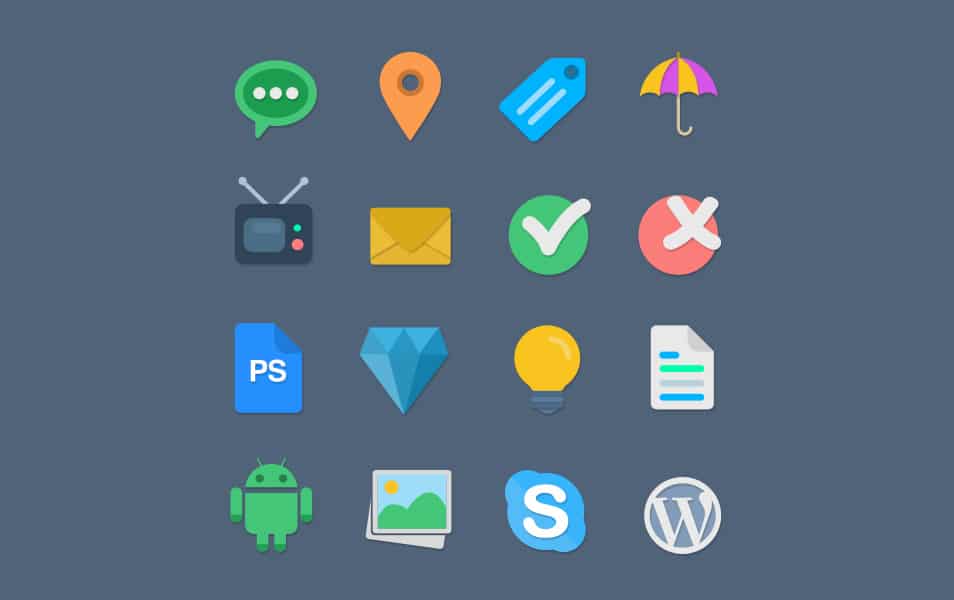 16 Flat Web Icons