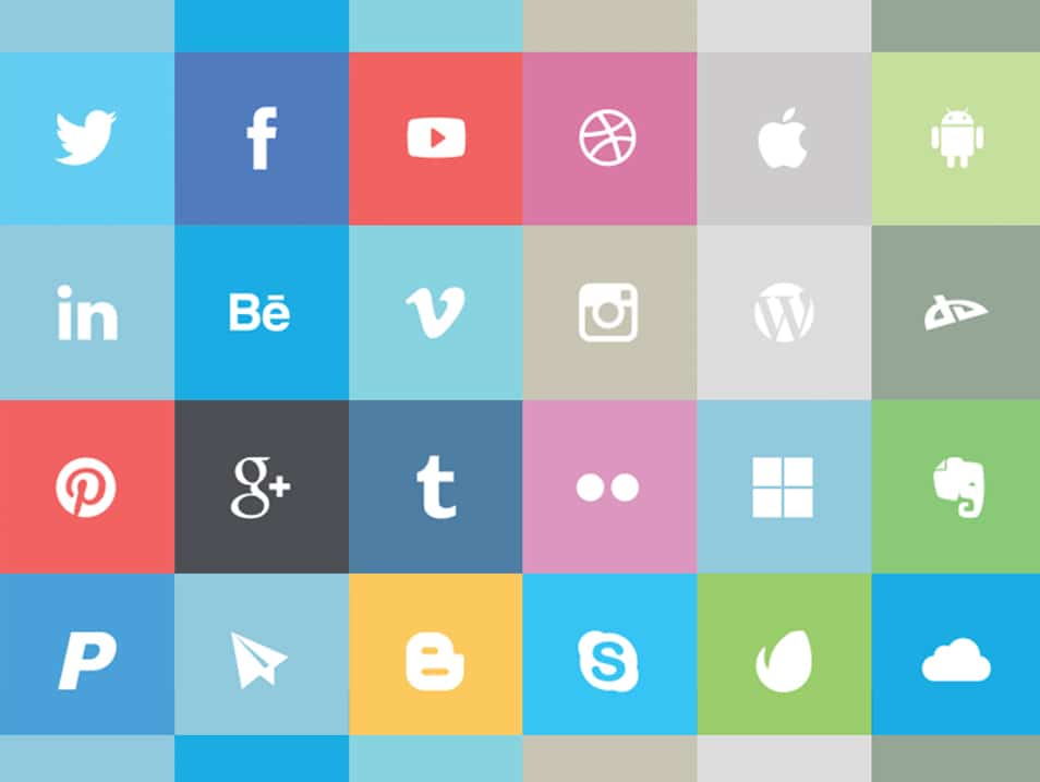 24 Free Flat Social Icons