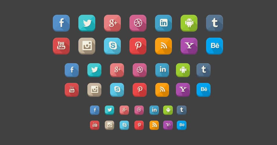 42 Long Shadow Social Icons(PSD)