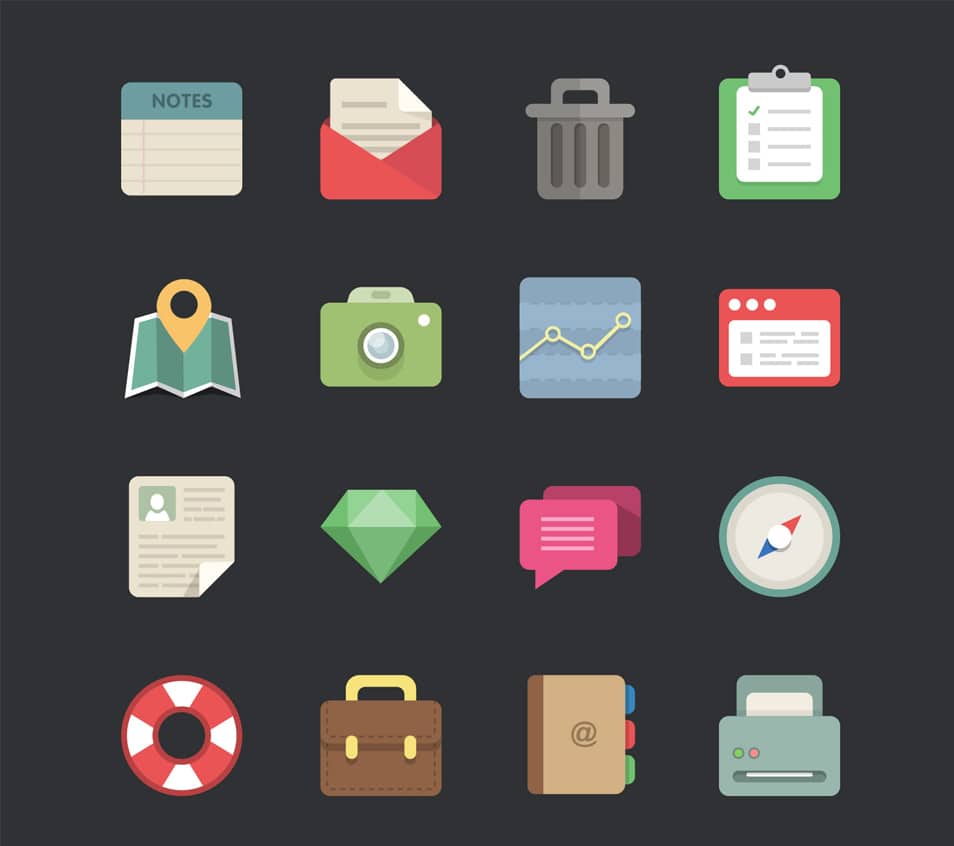 48 flat designer icons