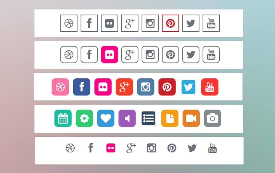 CSS Social Media Icons & Flat Color Icon Set