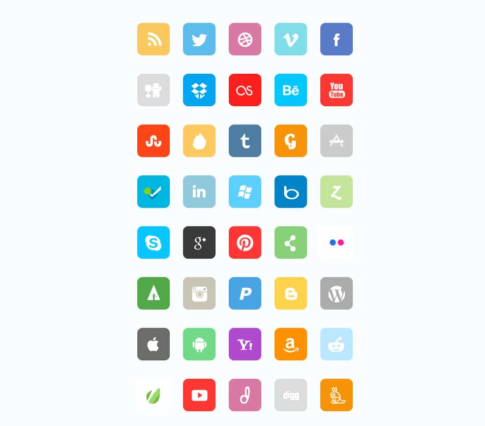 Flat Social Icon Set
