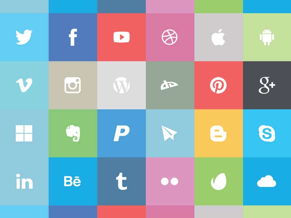 Flat Social Icon Set