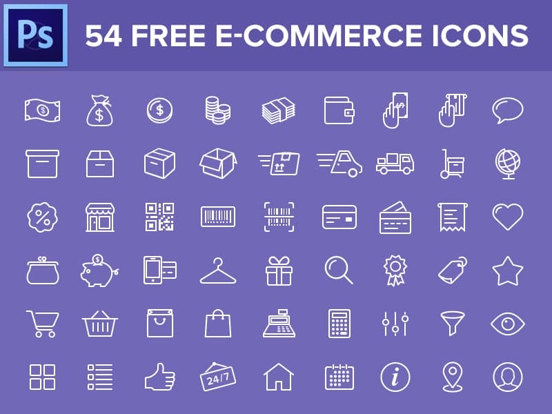 Latest Free Useful UI Elements PSD For E-commerce Websites 35 Free E Commerce Icons PSD