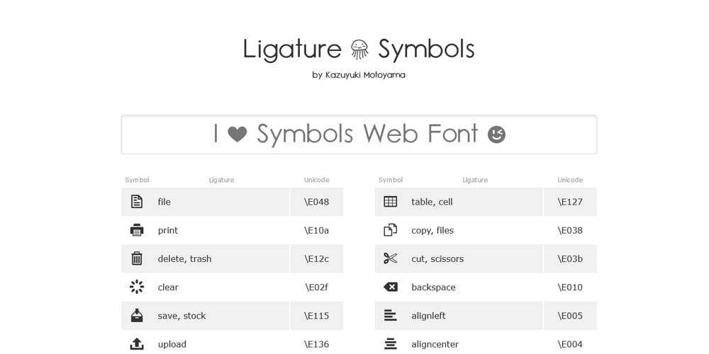 Useful Free Icon Fonts 74 LigatureSymbols