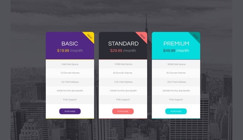 Latest Free Useful UI Elements PSD For E-commerce Websites 17 Pricing Tables Vector