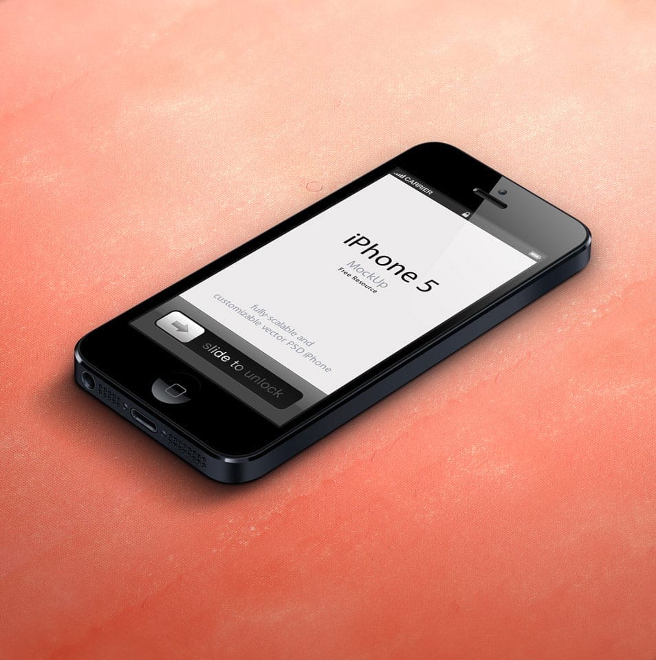 3D View iPhone 5 Psd Vector Mockup