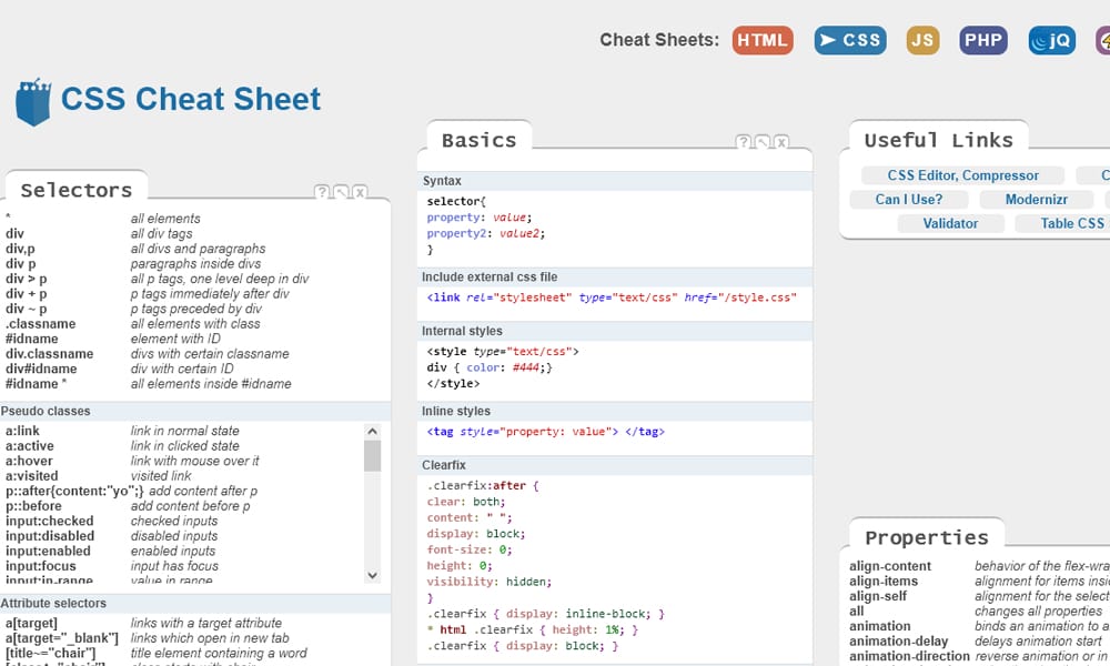 Ultimate CSS Resources (CSS Tools, Frameworks, Ebooks, Snippets..) 31 CSS Cheat Sheet