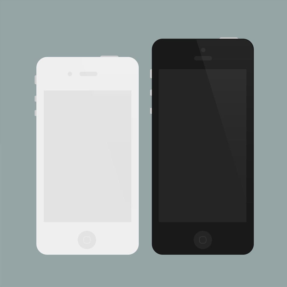 Flat iPhone 4 5 Mockups PSD