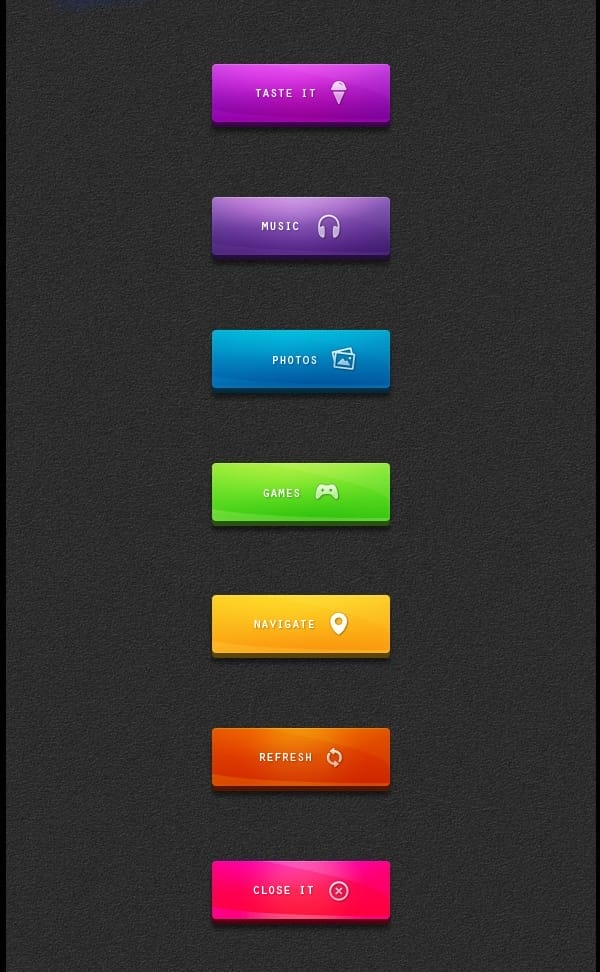 Latest Free Web Elements from June 2014 36 Free Neon Button PSD