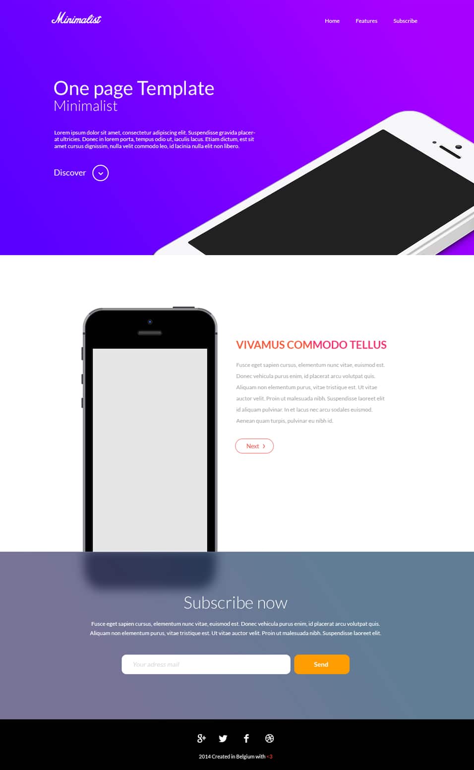 Latest Free Web Elements from June 2014 11 Free One Page Template