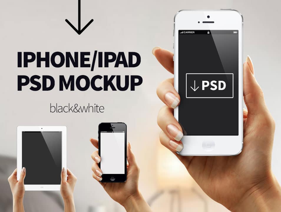 Hand with Iphone 5 Ipad PSD Mockup