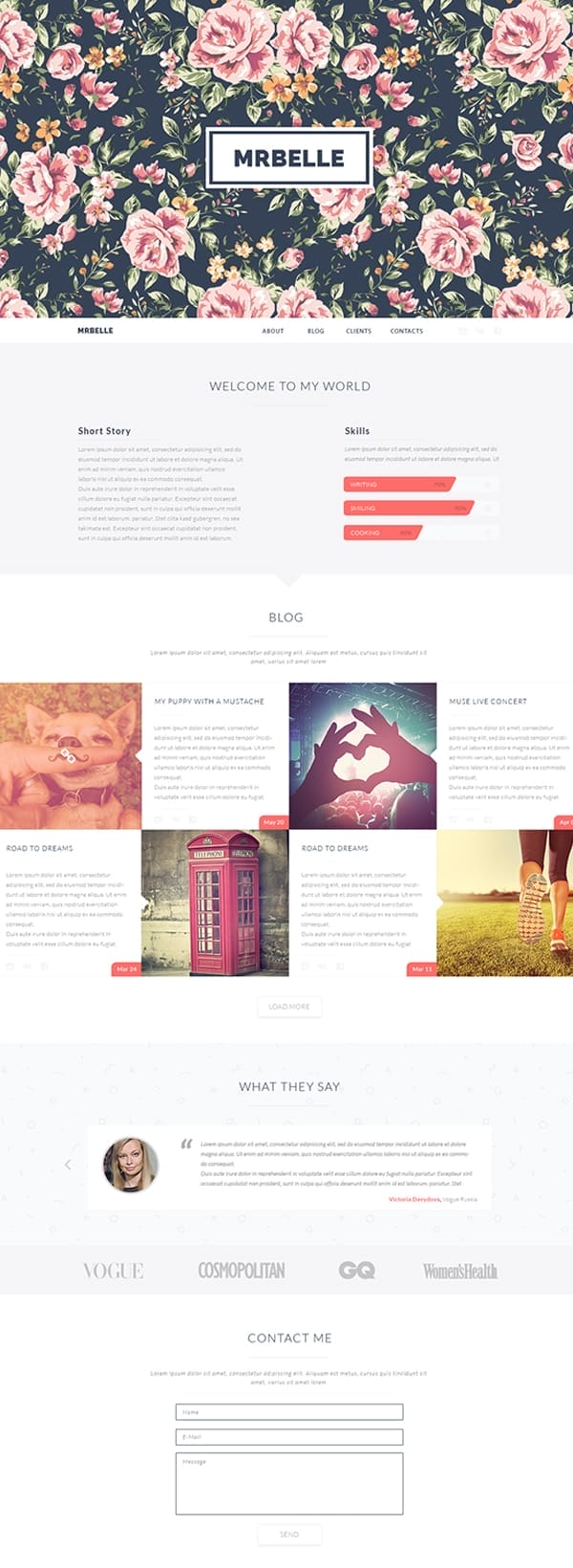 Latest Free Web Elements from June 2014 16 Mrbelle One Page PSD