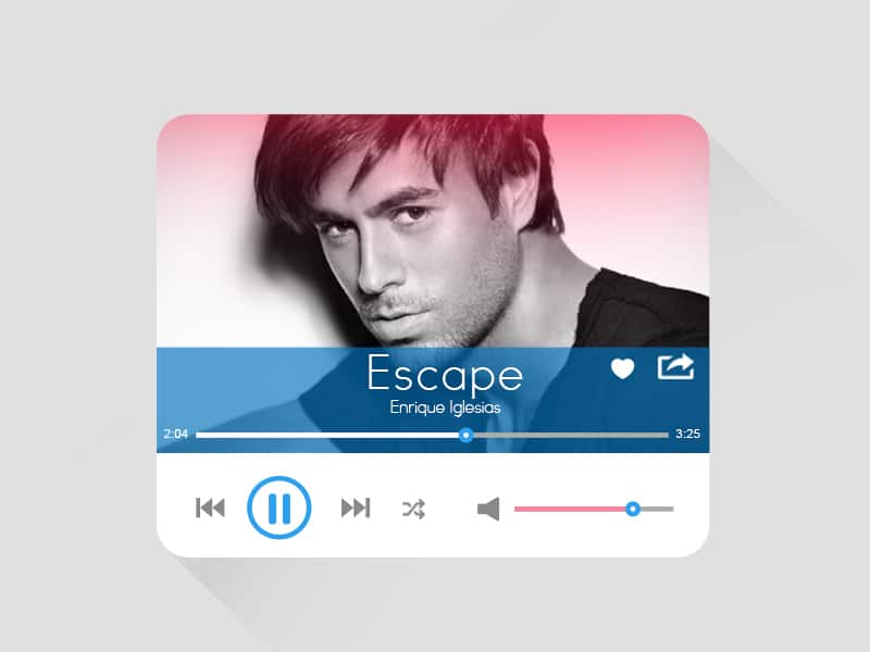 100 + Web Widget Designs PSD 42 Music Player Widget PSD