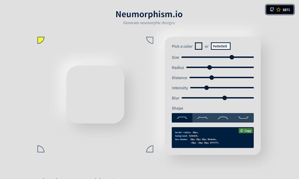 Ultimate CSS Resources (CSS Tools, Frameworks, Ebooks, Snippets..) 15 Neumorphism CSS Generator