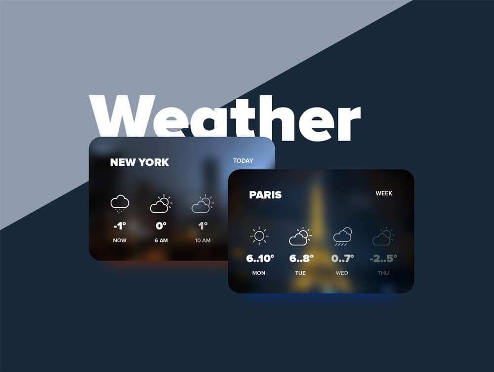 100 + Web Widget Designs PSD 30 Weather Widget PSD