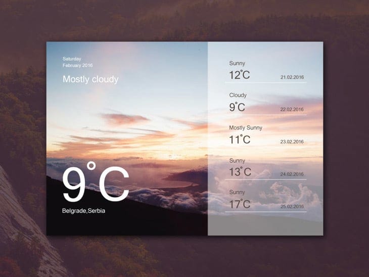 100 + Web Widget Designs PSD 29 Weather Widget UI PSD
