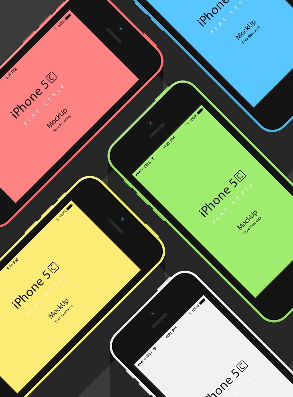 iPhone 5C Flat Design Mockup