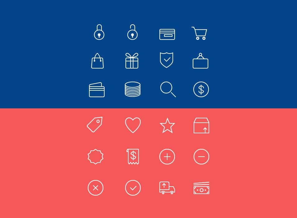 250+ Ultimate Collection of Free Line Icon Sets 121 24 Ecommerce Line Icons PSD