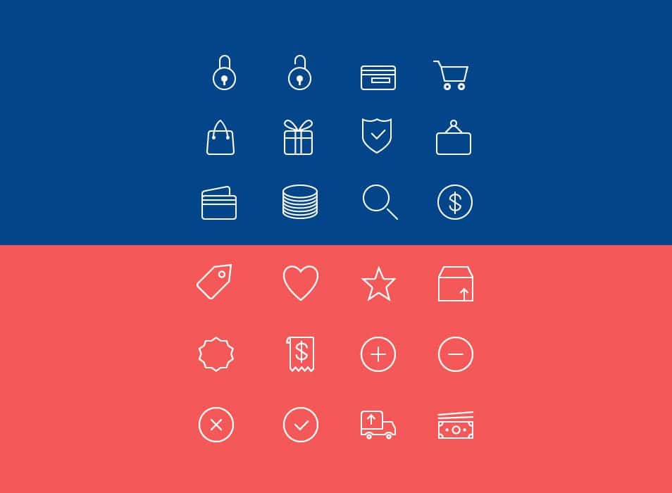 24 Ecommerce Line Icons PSD