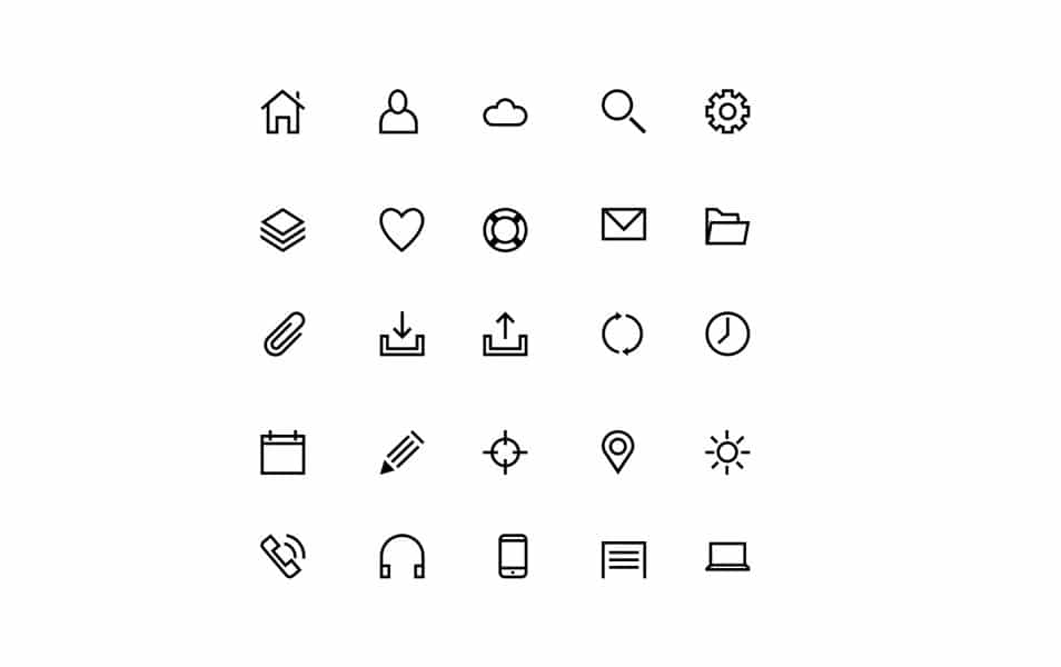 25 Line Icons (PSD & PNG)